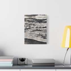 Springs at top of Jupiter Terrace Yellowstone Satin Canvas Stretched 12″ x 16″ (Vertical) 1.5"