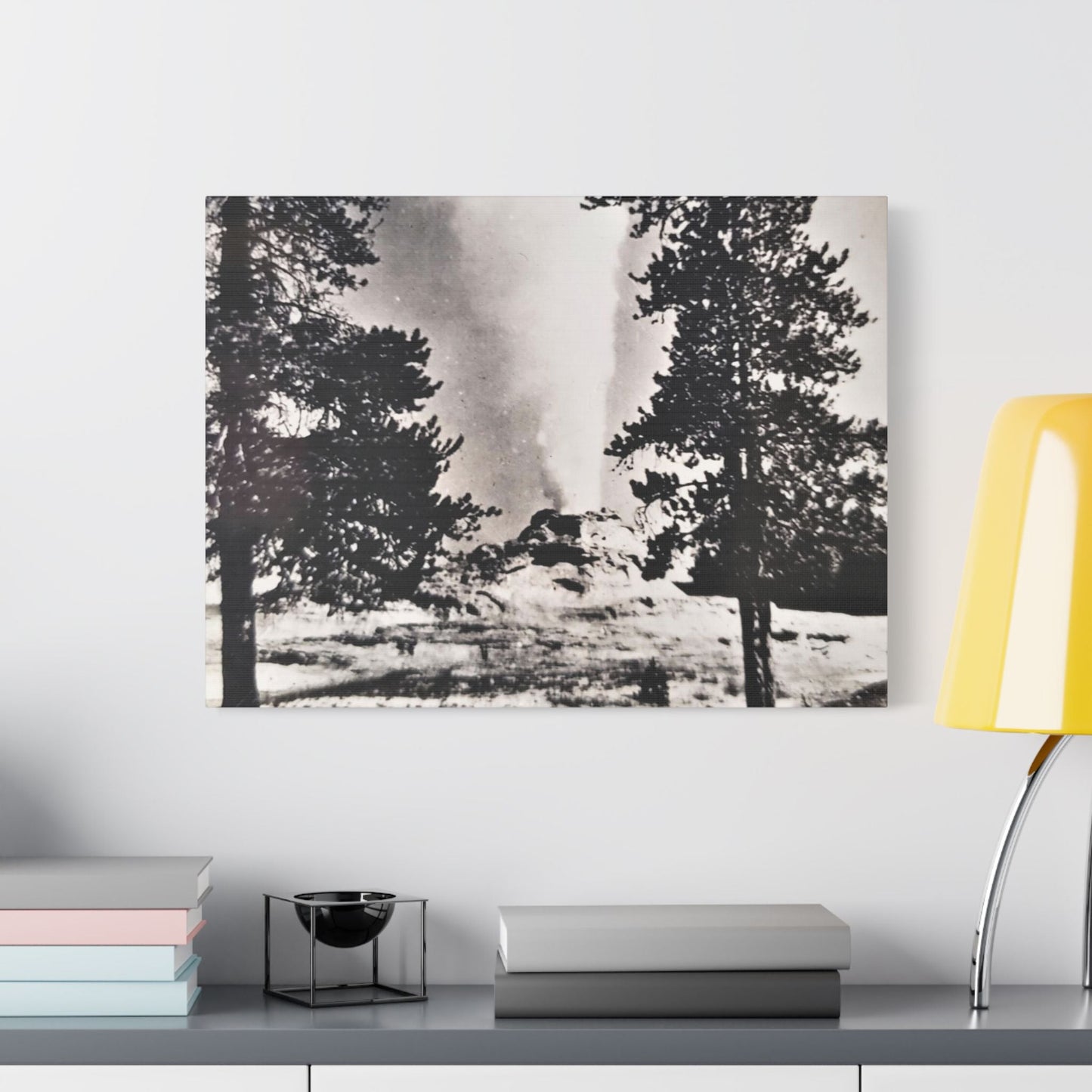 Castle Geyser Yellowstone Satin Canvas Stretched 24″ x 18″ (Horizontal) 1.5"