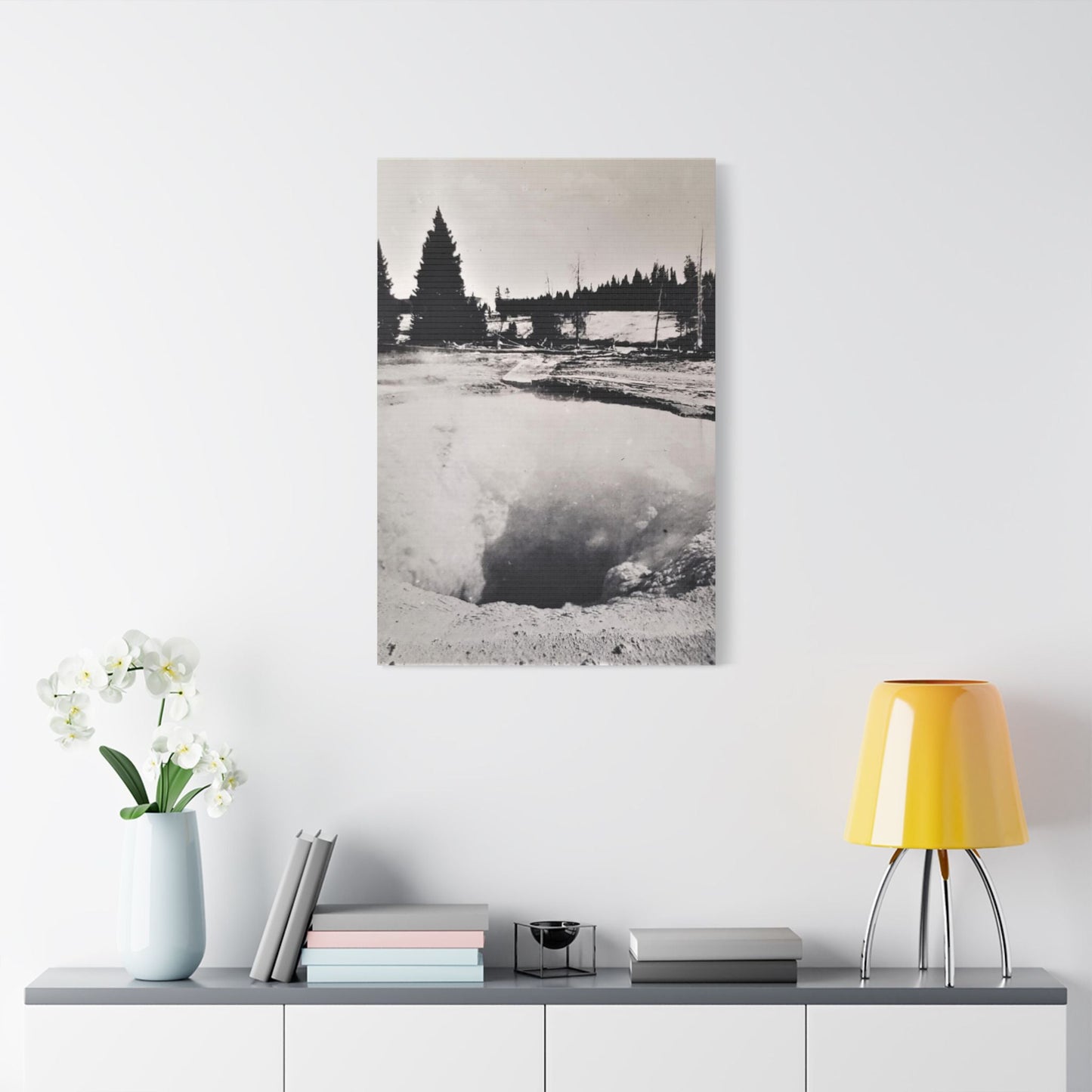 Morning Glory Pool Yellowstone Satin Canvas Stretched 24″ x 36″ (Vertical) 1.5"