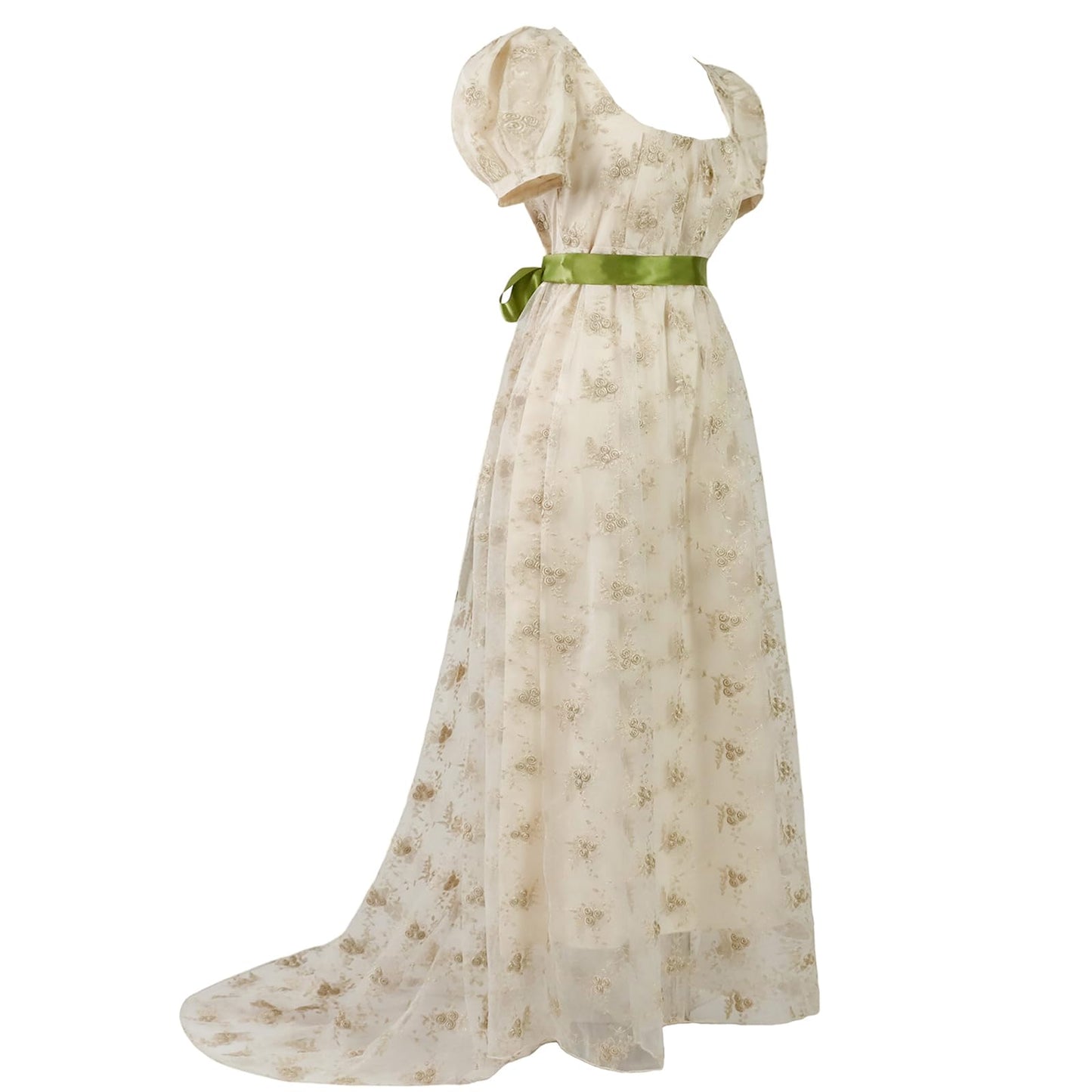 Elegant Regency Embroidered Lace Dress Victorian Ball Gown - - dress