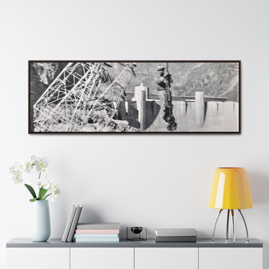 Suspended Boulder Dam Worker Gallery Canvas Wraps Horizontal Frame 60″ x 20″ Walnut 1.25"