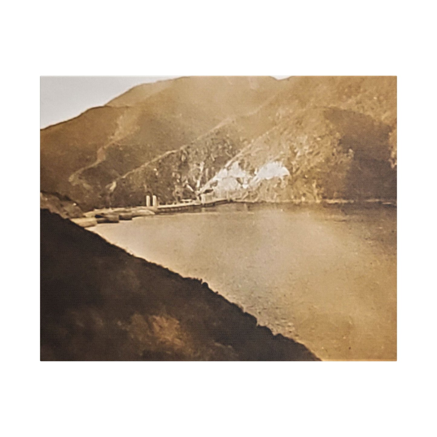 Morris Dam Lake Satin Canvas Stretched