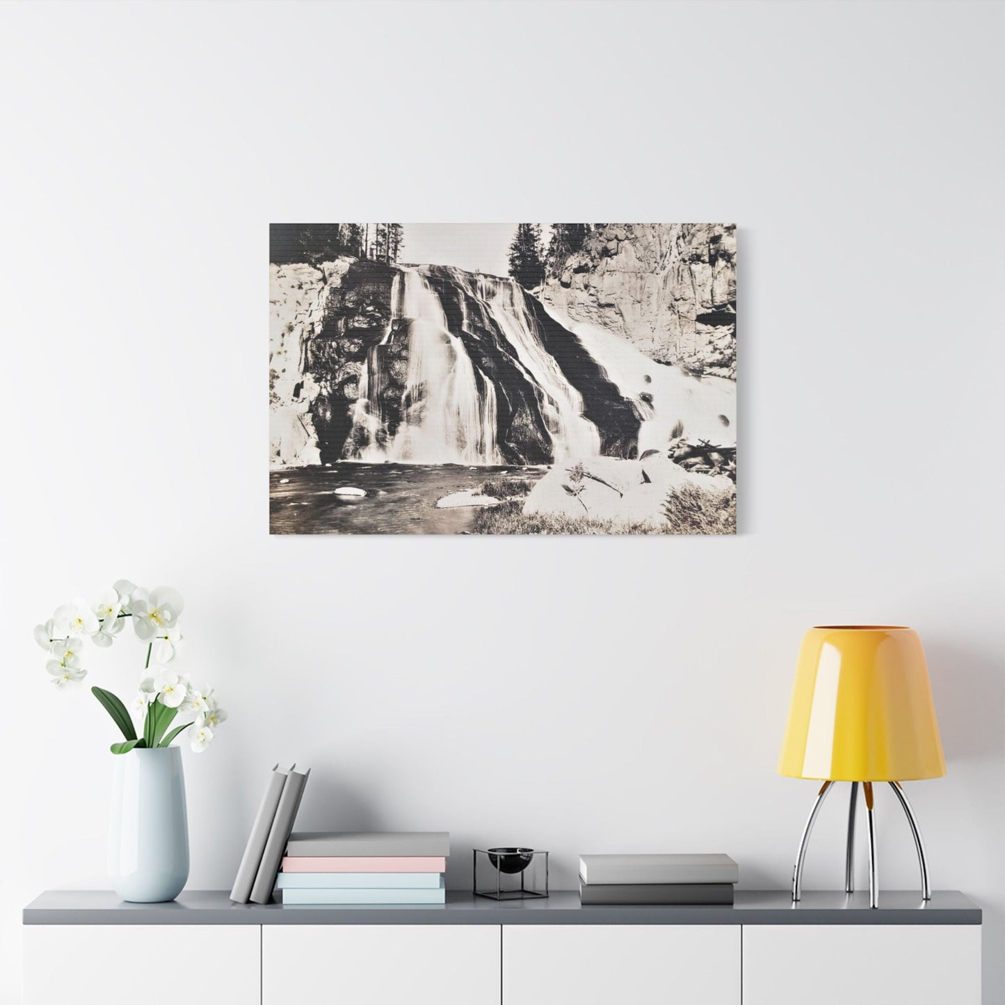 Gibbon Falls Yellowstone Satin Canvas Stretched 36″ x 24″ (Horizontal) 1.5"