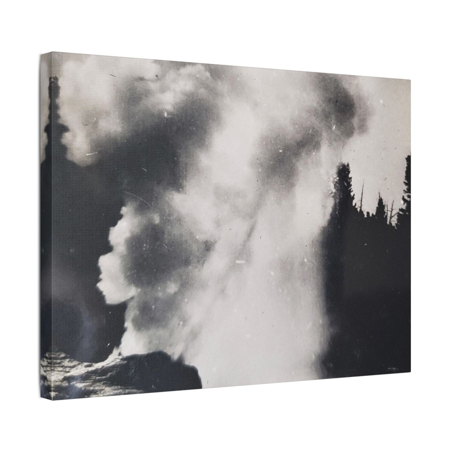 Riverside Geyser Yellowstone Satin Canvas Stretched