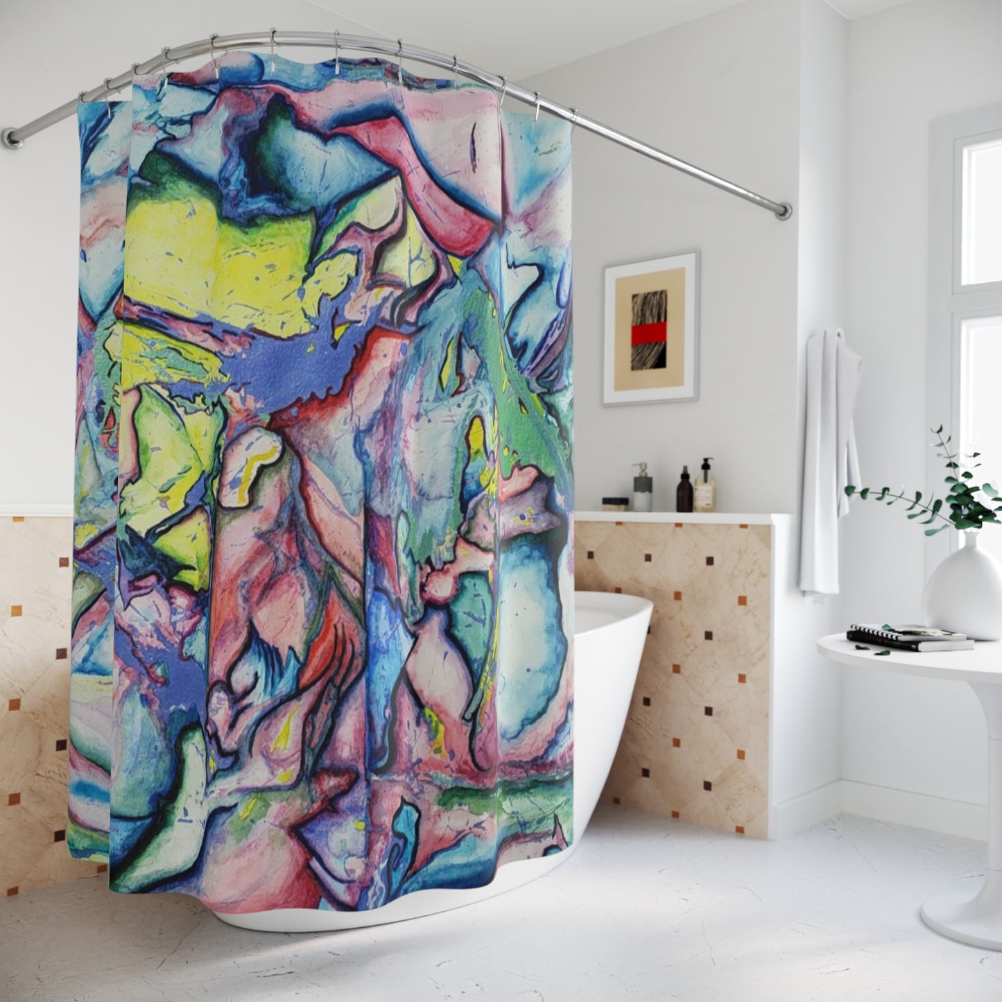 Alien Vibrant Abstract Shower Curtain - Kia Day Design