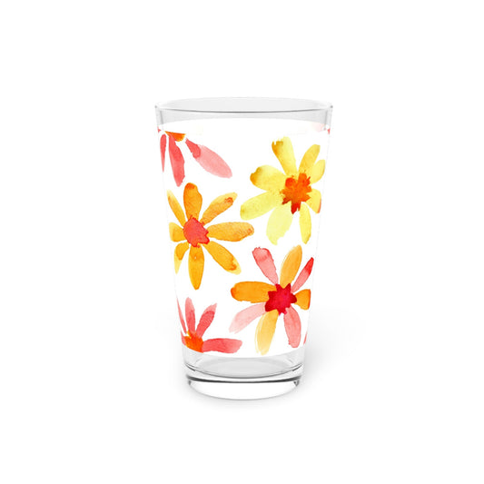 Floral Watercolor Pint Glass - 16oz - - drinkware