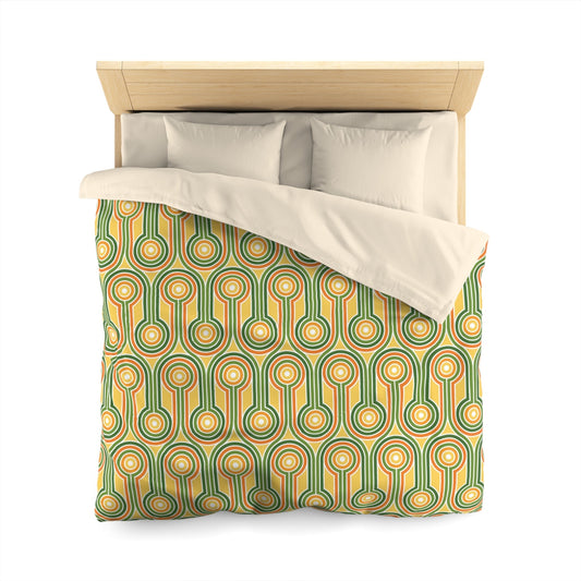 Retro Pattern Microfiber Duvet Cover - Queen Cream - Home Decor