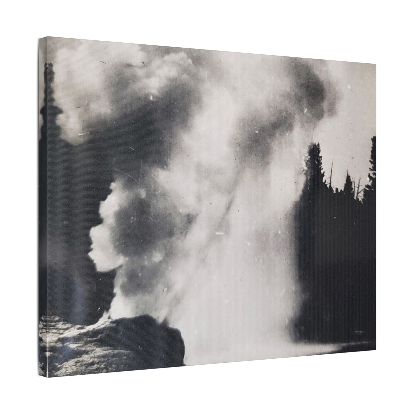 Riverside Geyser Yellowstone Satin Canvas Stretched
