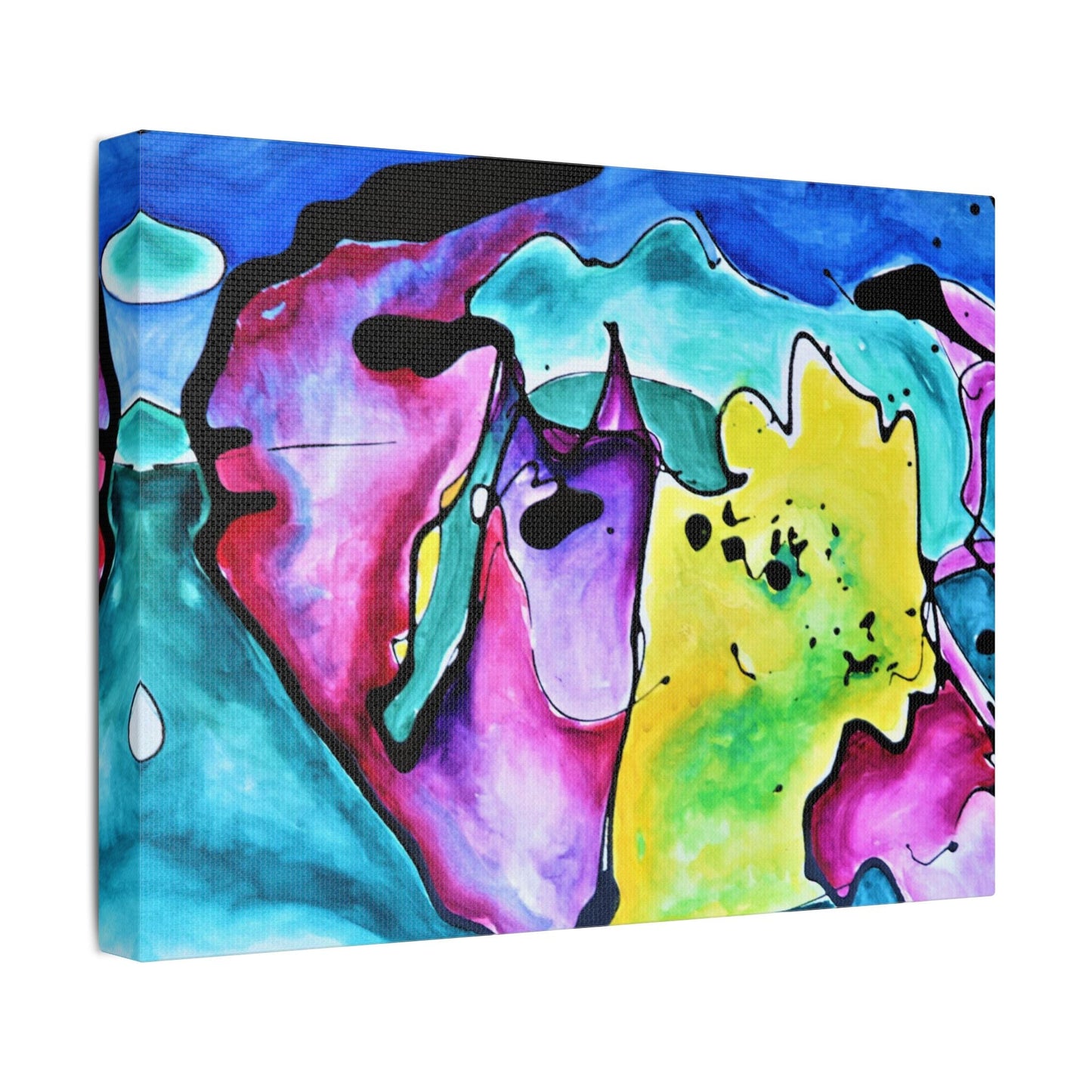 Cat Dog Satin Canvas Stretched