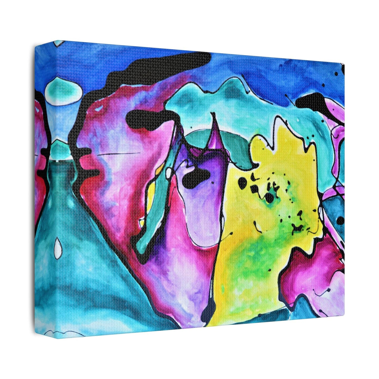 Cat Dog Satin Canvas Stretched