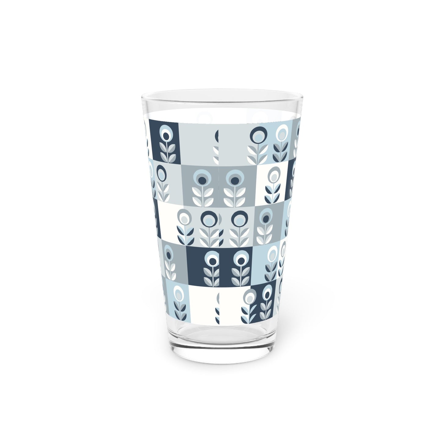 Blue Floral Pattern Pint Glass - 16oz - Kia Day Design