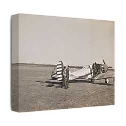 Army Pursuit Plane Ames Airport 1939 Satin Canvas Stretched
