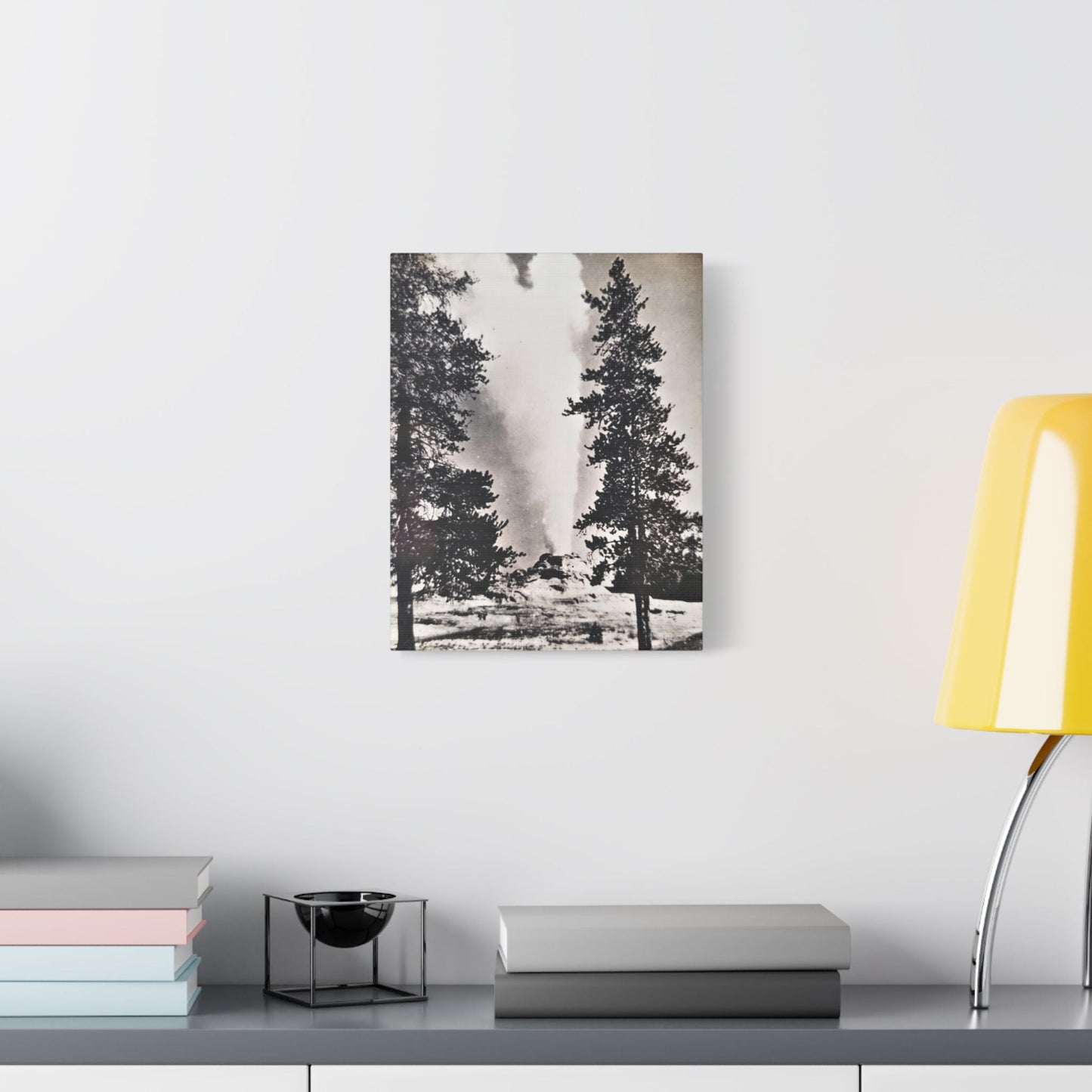 Castle Geyser Yellowstone Satin Canvas Stretched 11″ x 14″ (Vertical) 1.5"