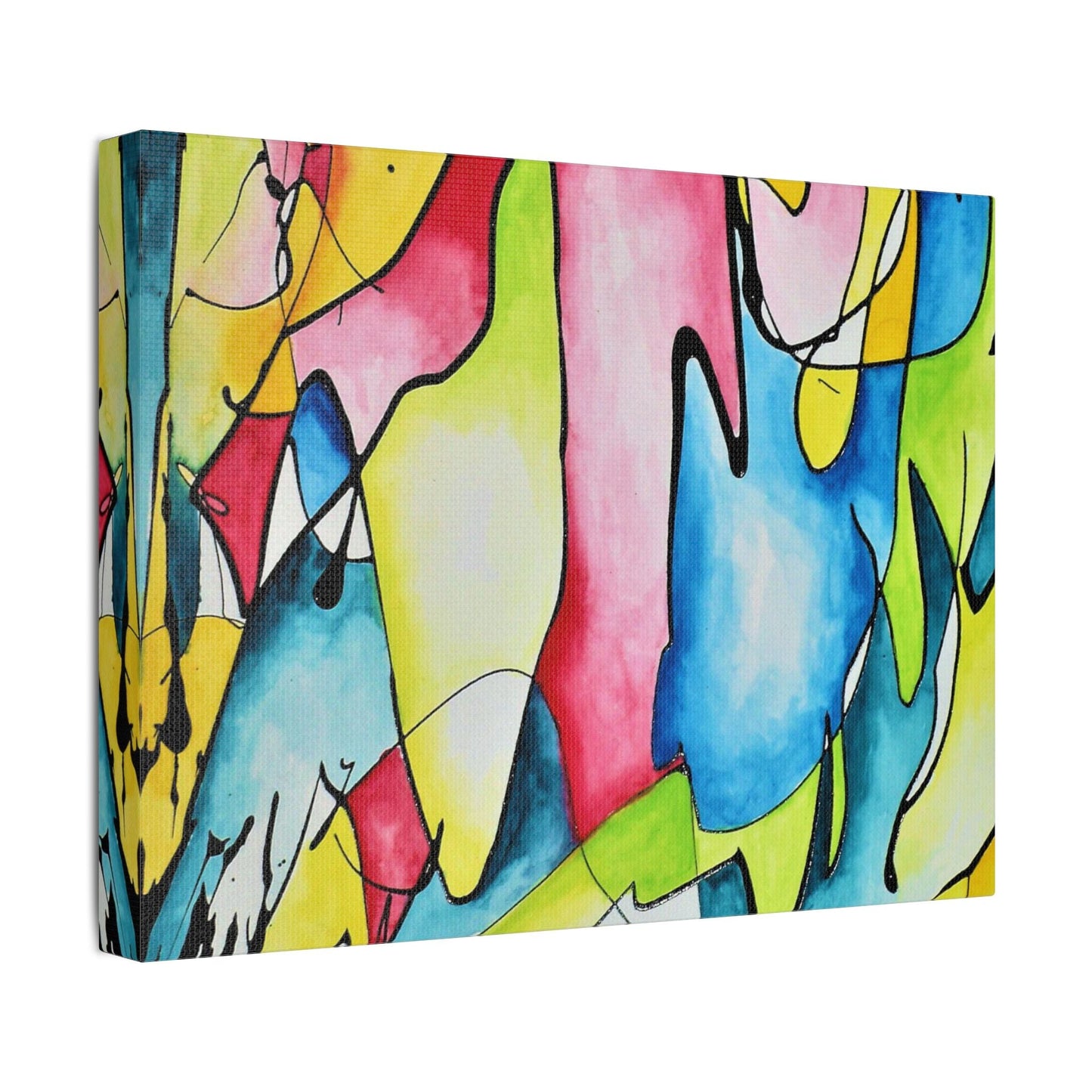 Blue Flame Satin Canvas Stretched