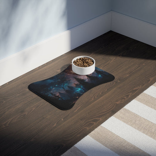 Fairy Forest Pet Feeding Mats Bone shape (19" x 14") White