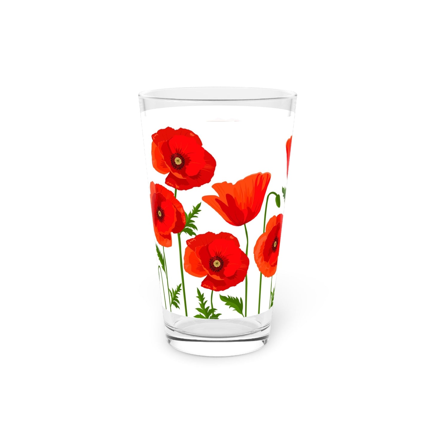 Red Poppy Pint Glass - 16oz - Kia Day Design