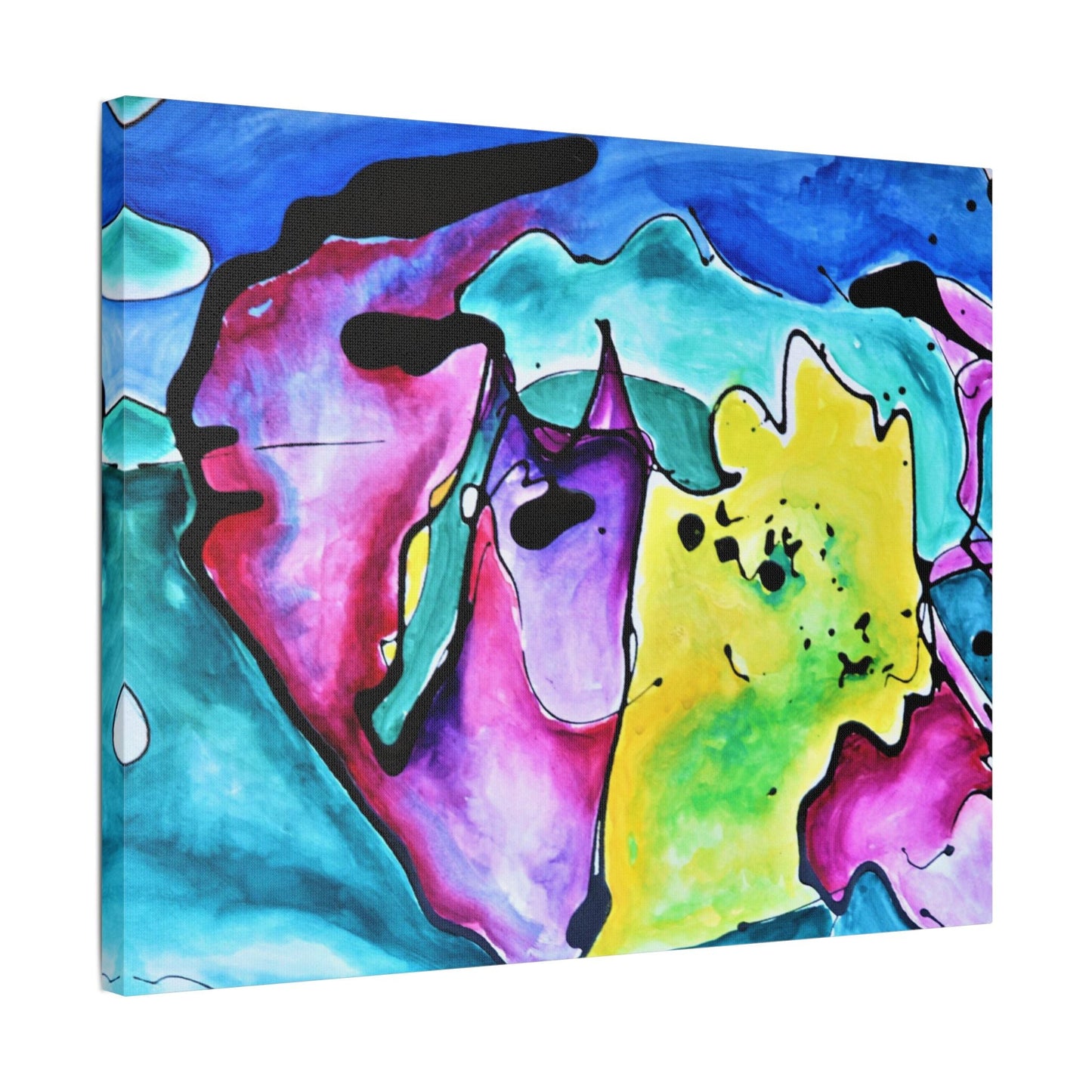 Cat Dog Satin Canvas Stretched