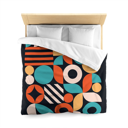 Geometric Colorful Microfiber Duvet Cover - Queen White - duvet