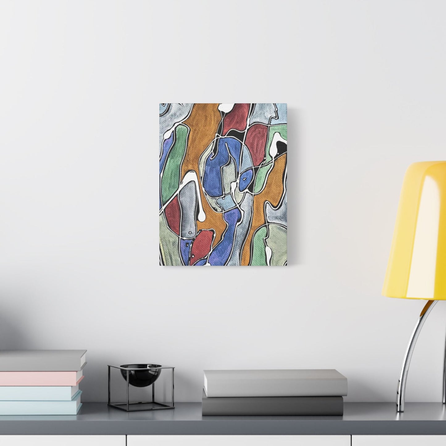 Blue Girl Satin Canvas Stretched