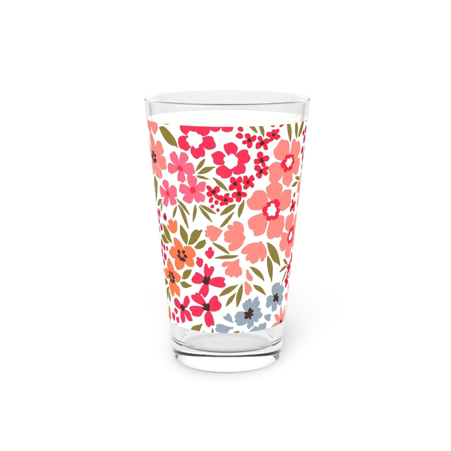 Floral Design 16oz Pint Glass - - drinkware