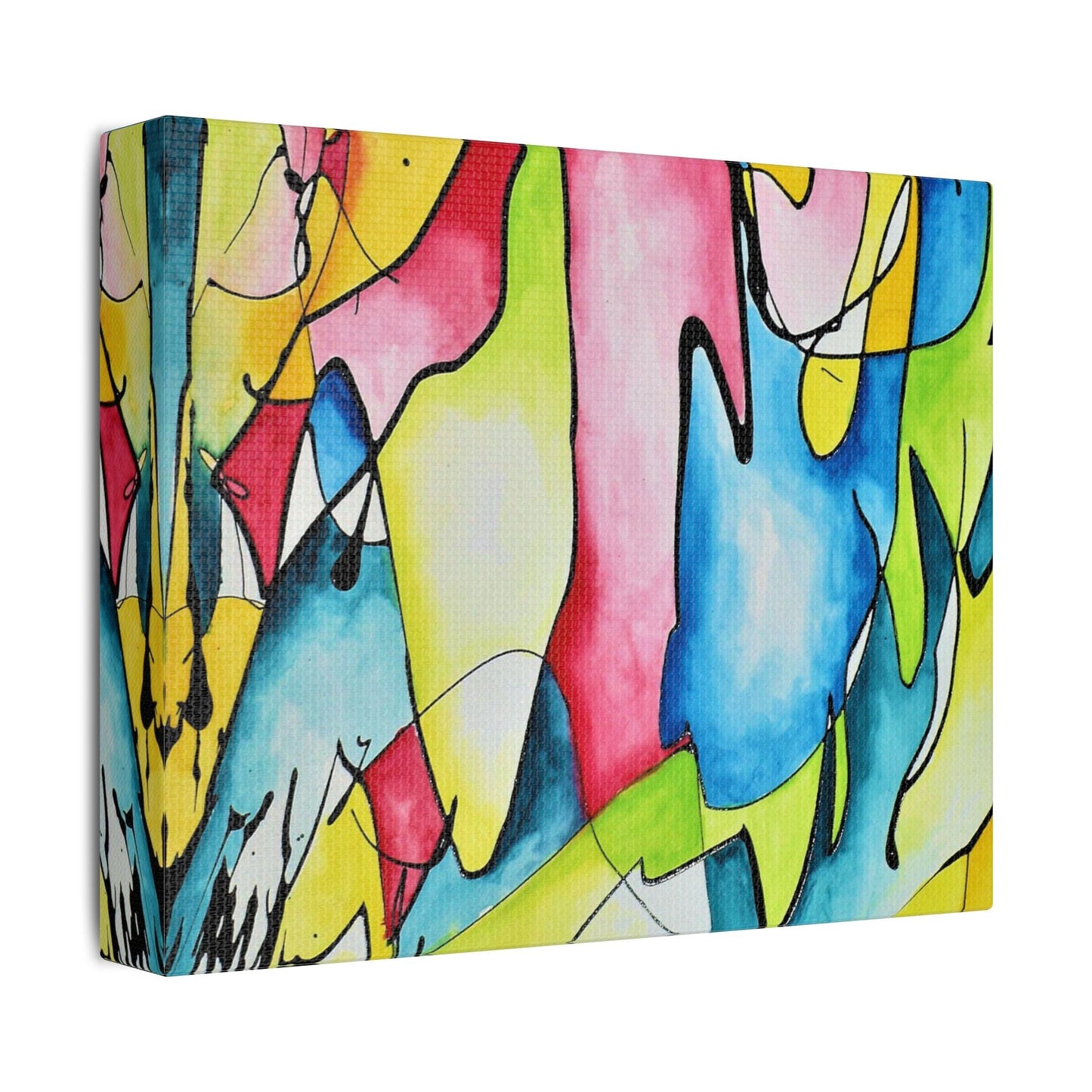 Blue Flame Satin Canvas Stretched