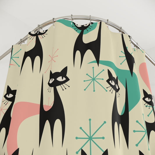 Whimsical Cat Shower Curtain - Kia Day Design