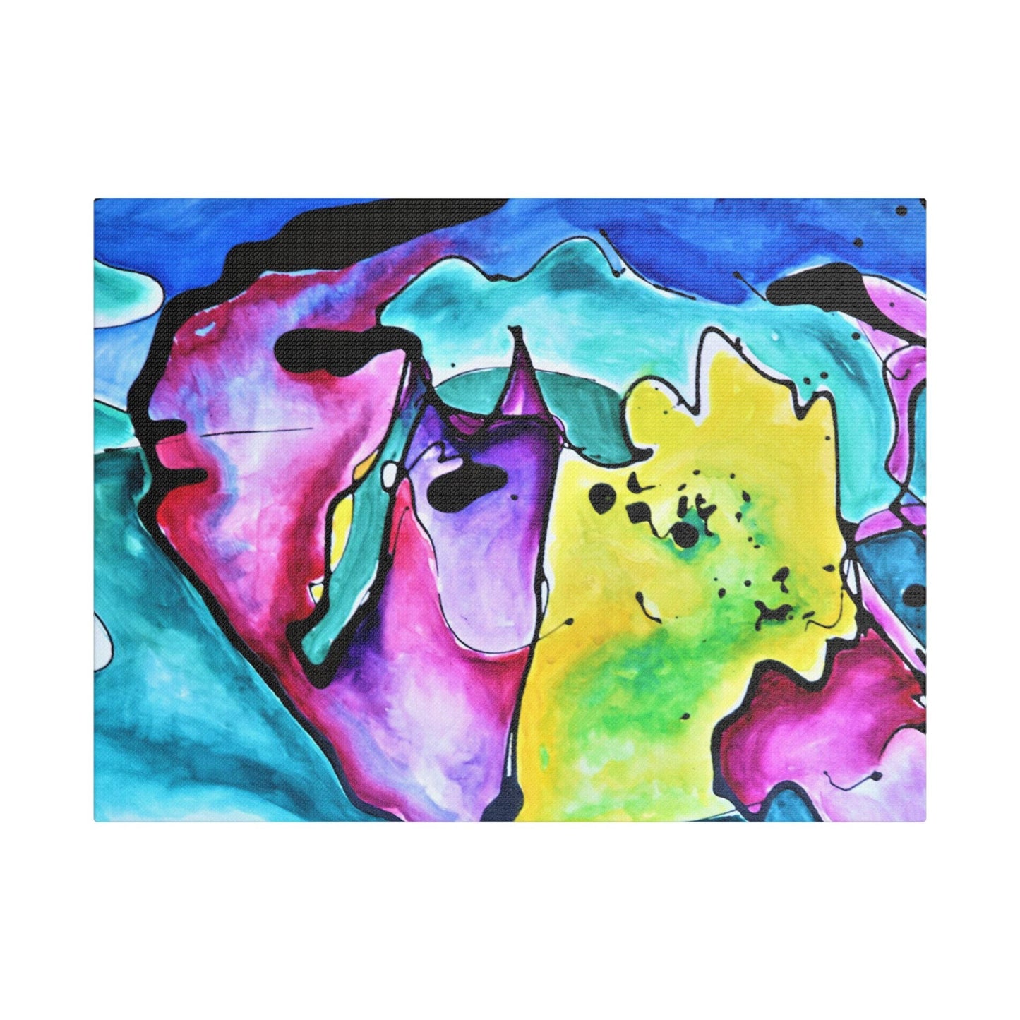 Cat Dog Satin Canvas Stretched 16″ x 12″ (Horizontal) 1.5"