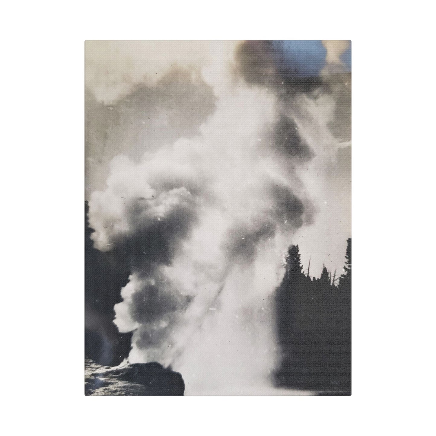Riverside Geyser Yellowstone Satin Canvas Stretched