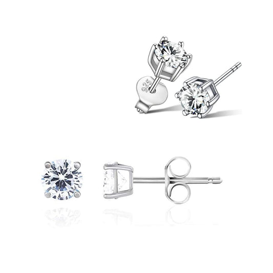 Adabele Sterling Silver CZ Stud Earrings - 4mm Hypoallergenic - - earrings