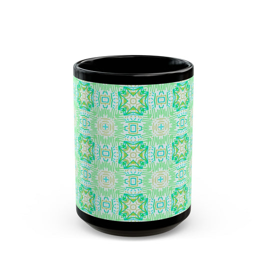 Green Geometric Printed Mug - Green Pattern - Kia Day Design