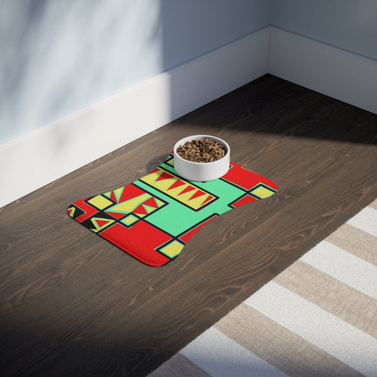 Teeth In Red Pet Feeding Mats Bone shape (19" x 14") White