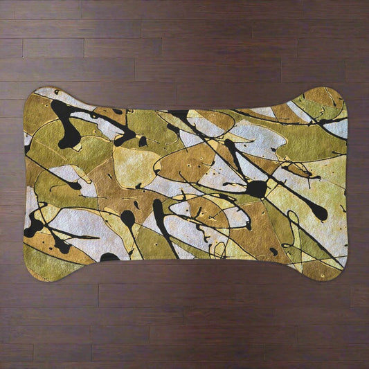 Gold Rush Pet Feeding Mats Bone shape (30" × 18") White