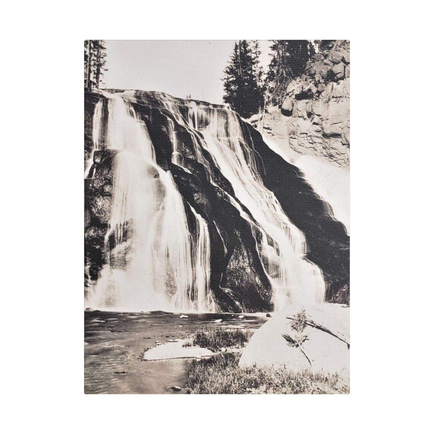 Gibbon Falls Yellowstone Satin Canvas Stretched