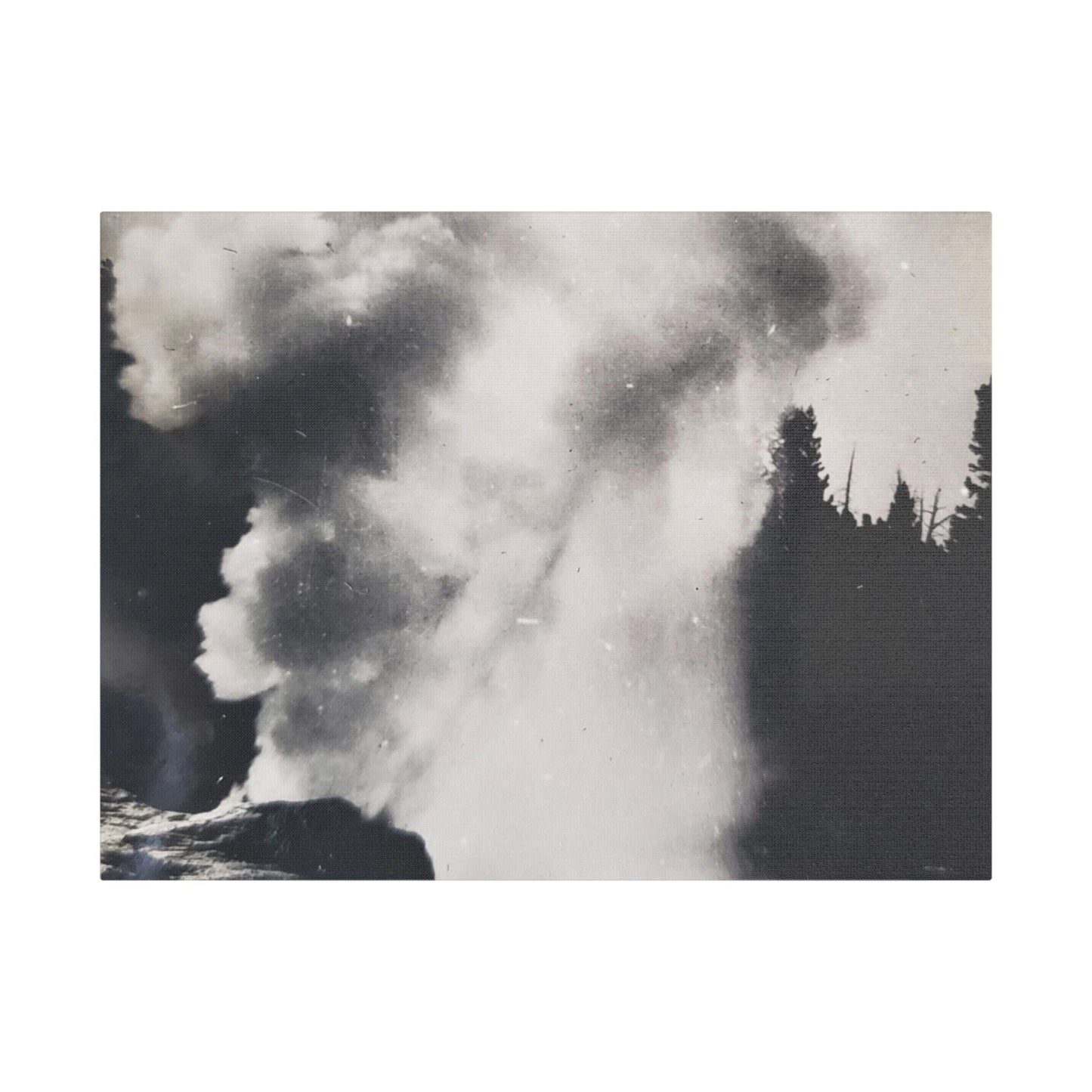 Riverside Geyser Yellowstone Satin Canvas Stretched