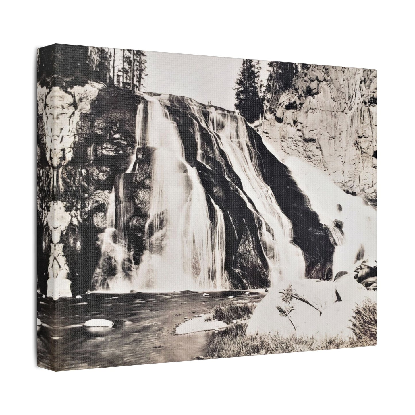Gibbon Falls Yellowstone Satin Canvas Stretched