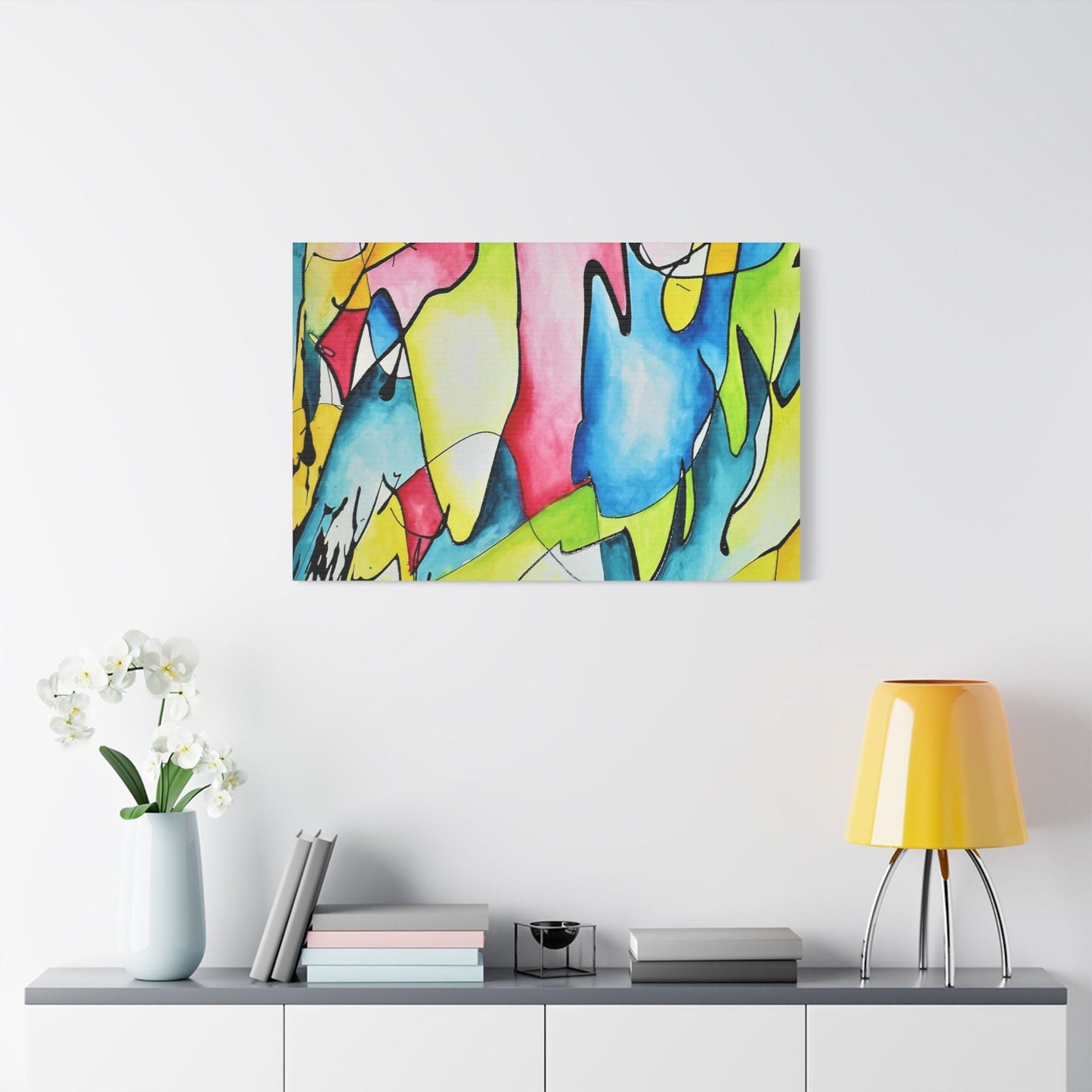 Blue Flame Satin Canvas Stretched