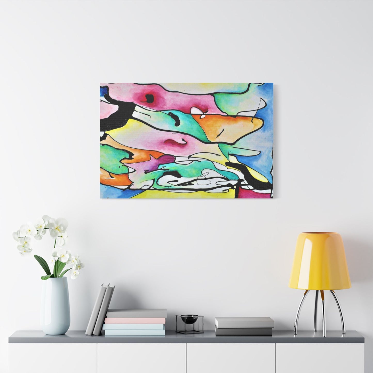 Shredded Paper Satin Canvas Stretched