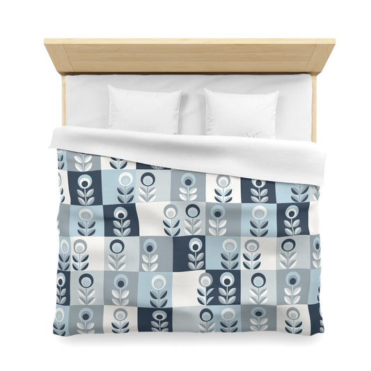 Blue Botanical Pattern Microfiber Duvet Cover - Kia Day Design