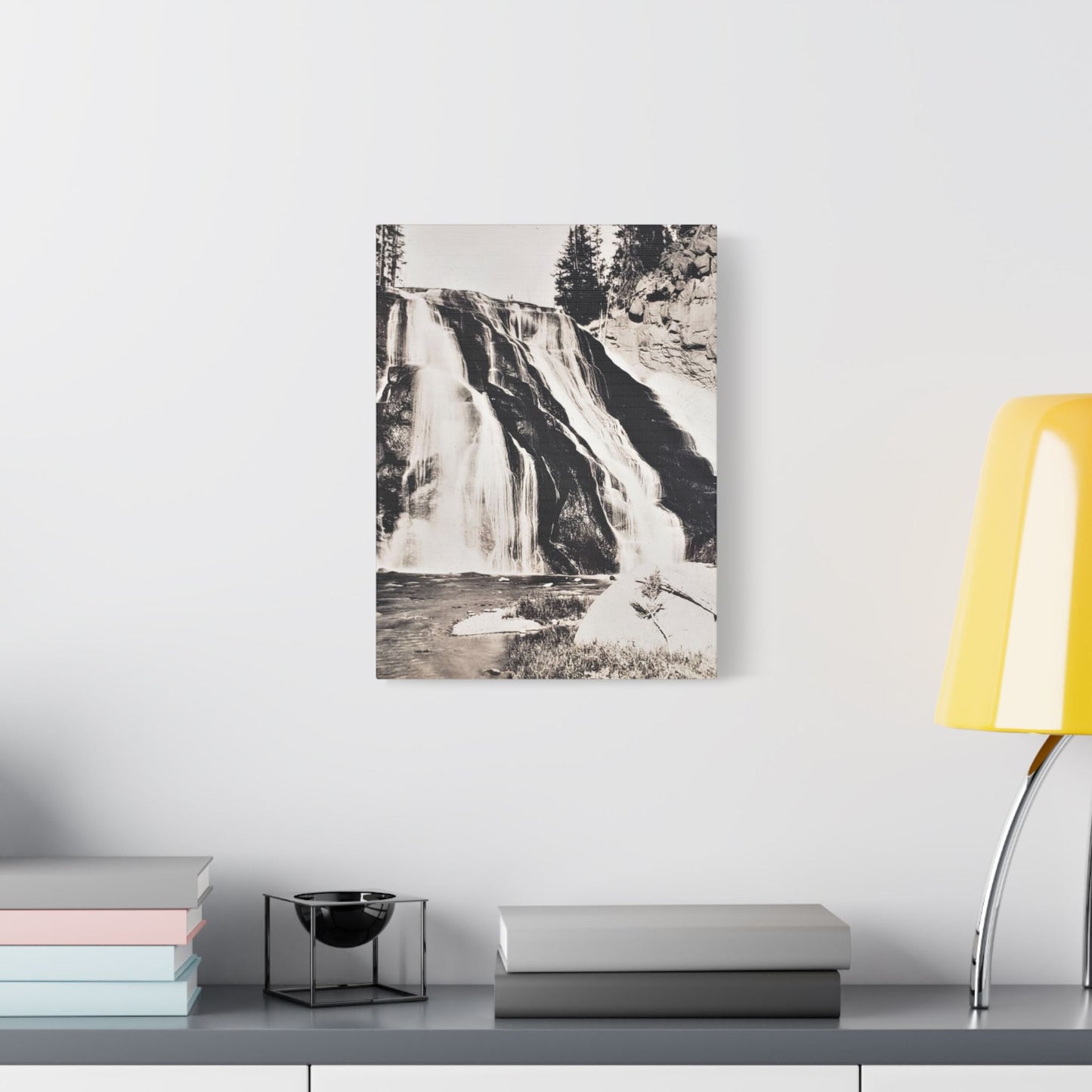 Gibbon Falls Yellowstone Satin Canvas Stretched 12″ x 16″ (Vertical) 1.5"