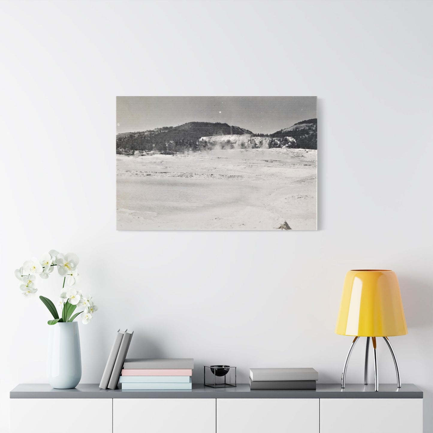 Mammoth Hot Springs Yellowstone Satin Canvas Stretched 36″ x 24″ (Horizontal) 1.5"