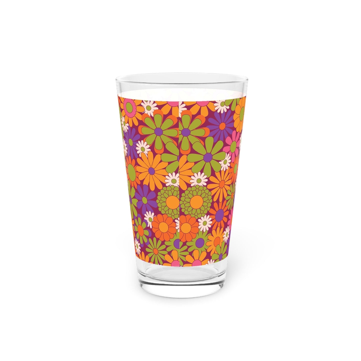 Colorful Floral Pint Glass - 16oz - Kia Day Design