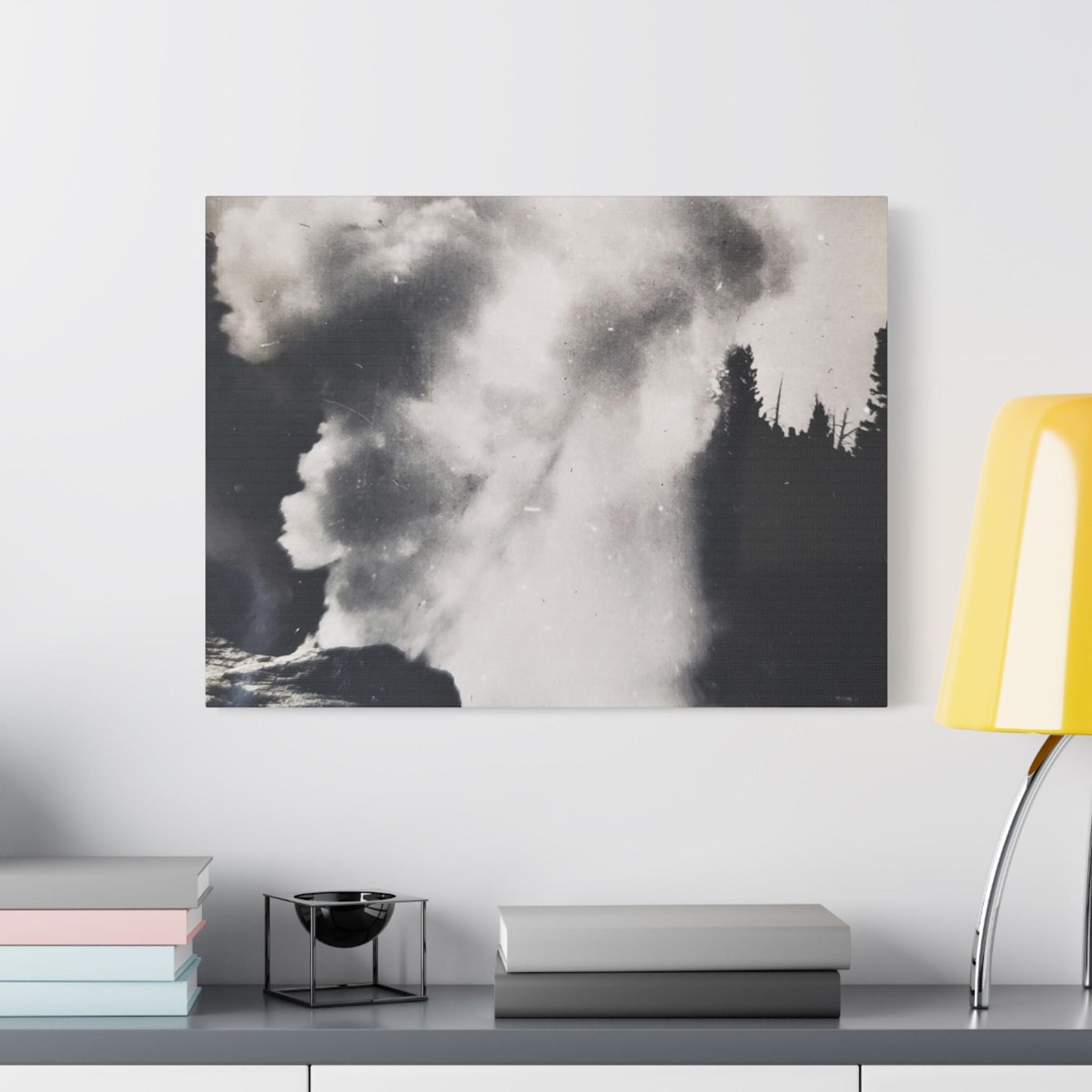 Riverside Geyser Yellowstone Satin Canvas Stretched 24″ x 18″ (Horizontal) 1.5"