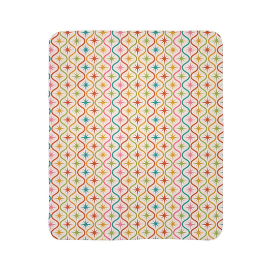 Vibrant Geometric Fleece Sherpa Blanket - - Home Decor