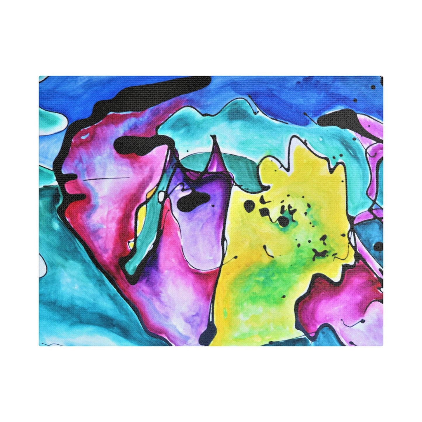 Cat Dog Satin Canvas Stretched 14″ x 11″ (Horizontal) 1.5"