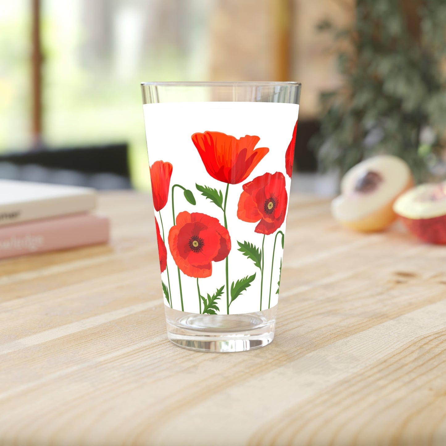 Red Poppy Pint Glass - 16oz - Kia Day Design
