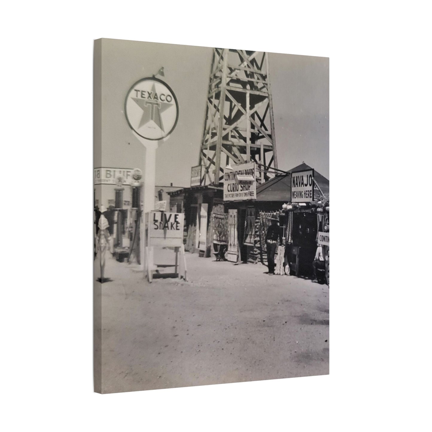 Texaco Station Continental Divide Satin Canvas Stretched