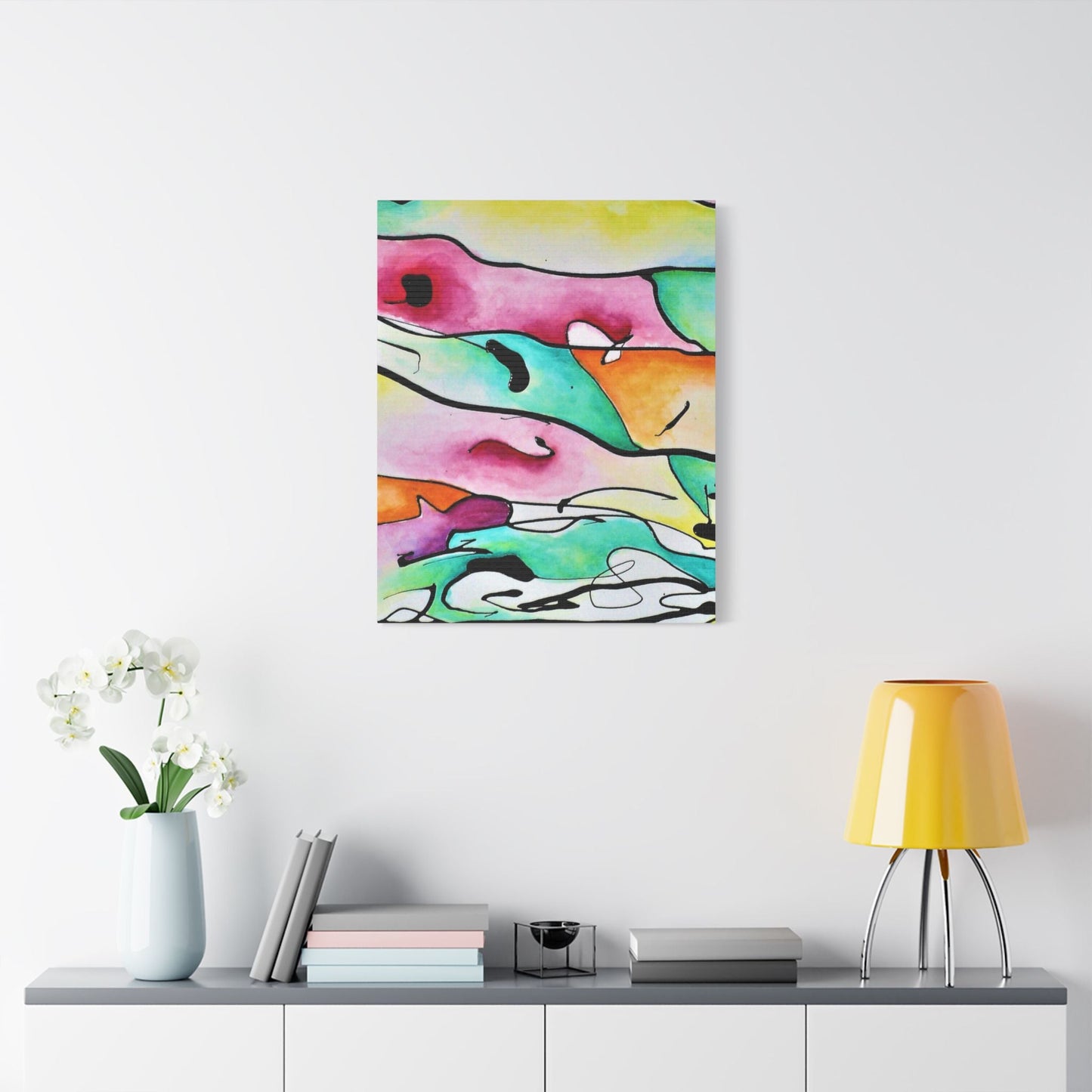 Shredded Paper Satin Canvas Stretched