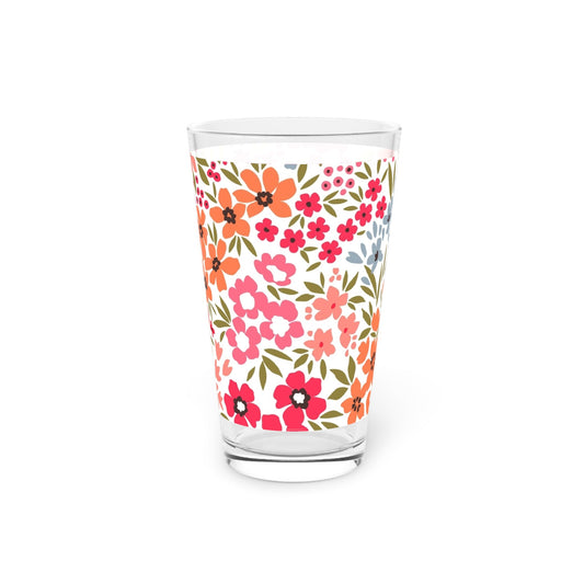Floral Design 16oz Pint Glass - - drinkware