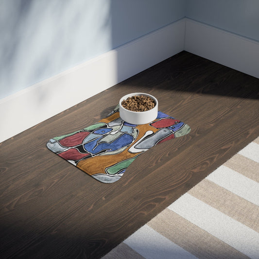 Blue Girl Pet Feeding Mats Bone shape (19" x 14") White