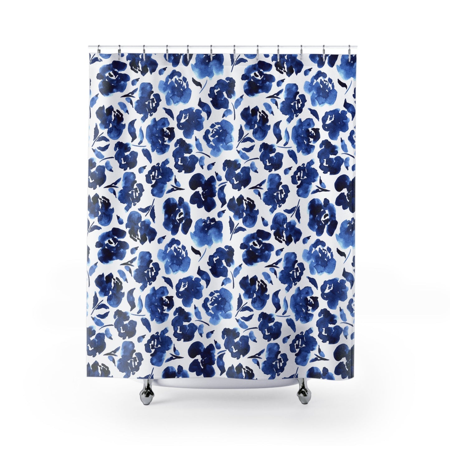 Blue Floral Shower Curtain - Kia Day Design